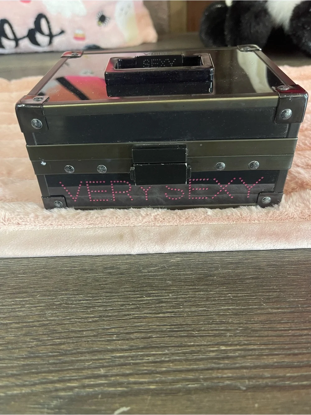 Victoria's Secret Very Sexy Black Jewelry/Accessory Box with Pink Accents